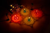 3D Reusable Reflective Shadow Colorful Diya (Pack of 5)