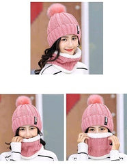 Women's Winter Soft Warm 1 Set Snow Proof Ball Cap / Woolen Beanie Cap with Scarf