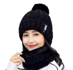 Women's Winter Soft Warm 1 Set Snow Proof Ball Cap / Woolen Beanie Cap with Scarf
