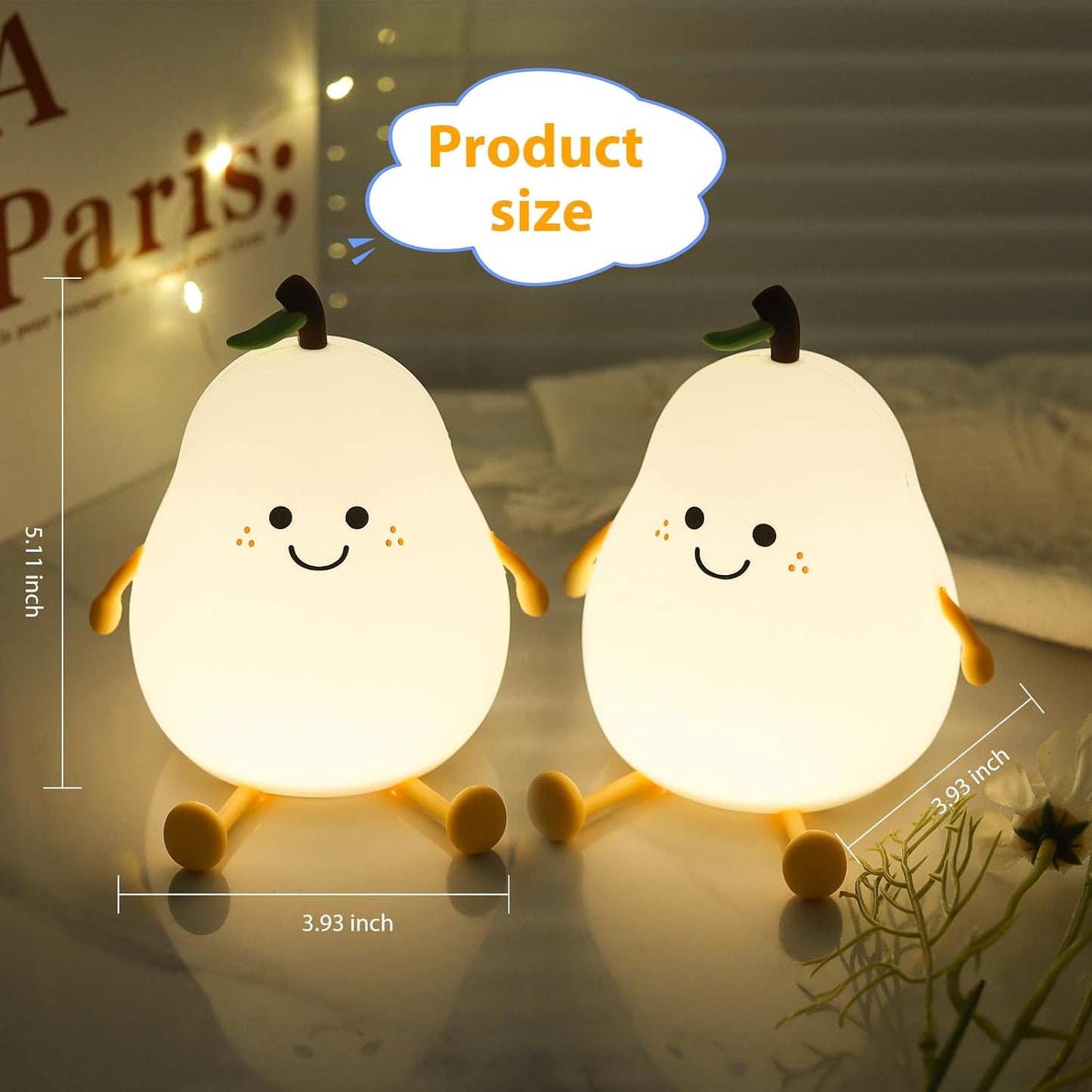 Silicone Pear-Shaped Bedside Lamp