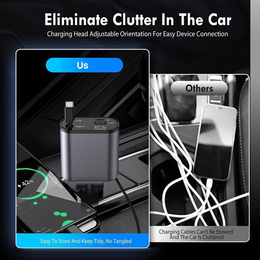 4 in 1 Retractable Car Charger