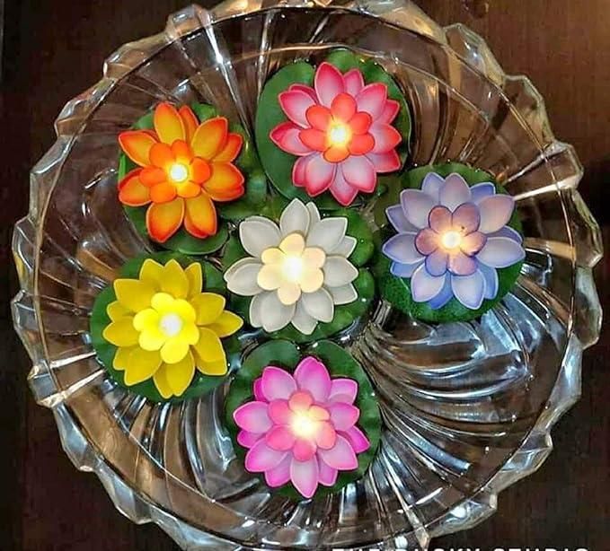 Lotus Flower Floating Diya Set