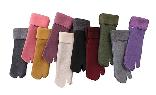 Multicolour Velvet Fleece Fur Winter Thermal Thumb socks