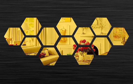 3D Acrylic Hexagon Mirror Wall Stickers